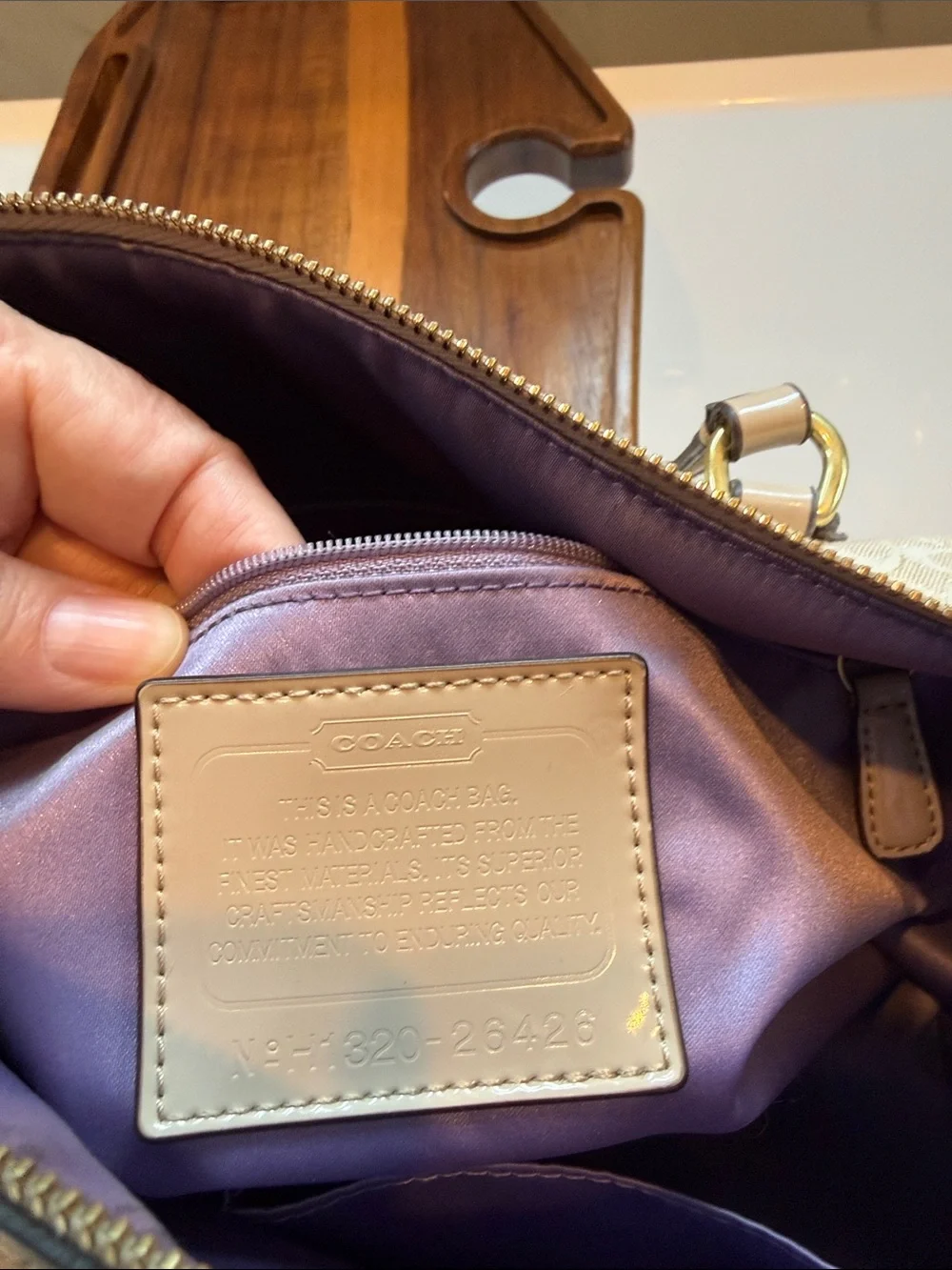 Coach Khaki and Chalk Signature Canvas Satchel